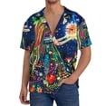 thumbnail image 1 of Daiia Colorful Floral Forest Fairy Men's Linen Shirts Short Sleeve Casual Shirts Button Down Shirt for Men Beach Summer Wedding Shirt-Medium, 1 of 6