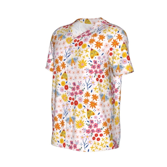 Daiia Colorful Floral Mens Baseball Jersey Button Down Shirts Short Sleeve Sports Uniforms-X-Large