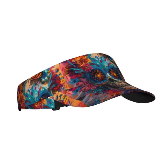 Daiia Colorful Floral Skull A Pattern Sport Sun Visor Hats Visor Cap Adjustable Empty Top Baseball Cap Cotton Ball Caps for Women and Men