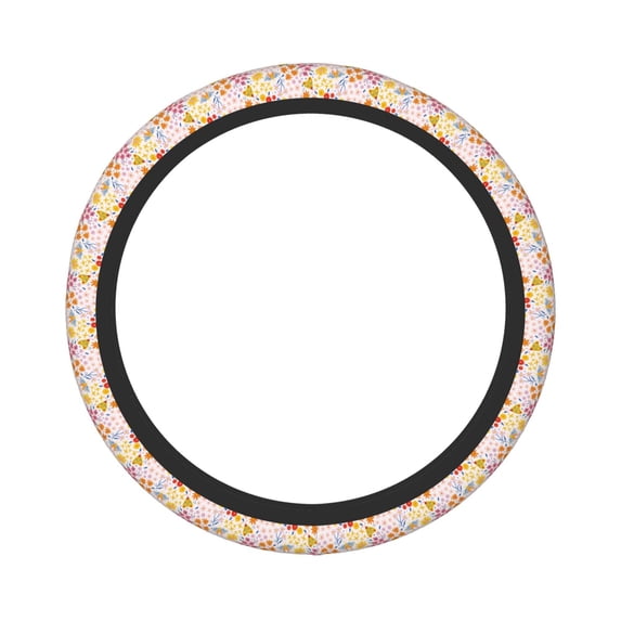 Daiia Colorful Floral Steering Wheel Cover Auto Steering Wheel Covers Breathable Anti-Slip Steering Wheels Car Interior Decor Accessories for Men Women Universal 15 Inch