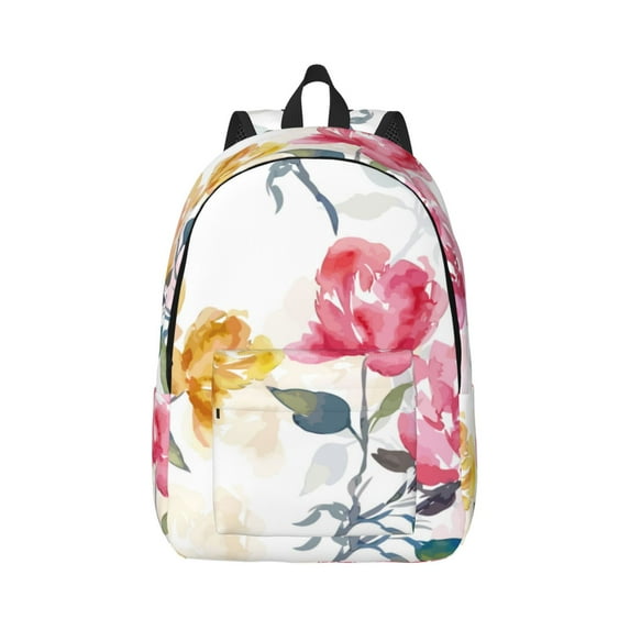 Daiia Colorful Flowers Vintage Canvas Backpack for Men and Women ,Hiking Backpack,Travel Laptop Bag for School,Large Capacity Backpack