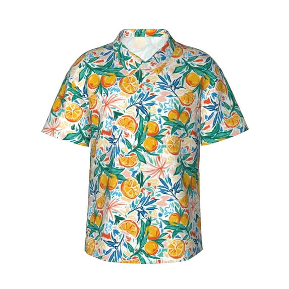 Daiia Colorful Fruits Hawaiian Shirt for Men Gentle Cotton Regular Short Sleeve Casual-X-Large