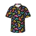 thumbnail image 1 of Daiia Colorful Geometric Dog Hawaiian Shirt for Men Gentle Cotton Regular Short Sleeve Casual-Medium, 1 of 9