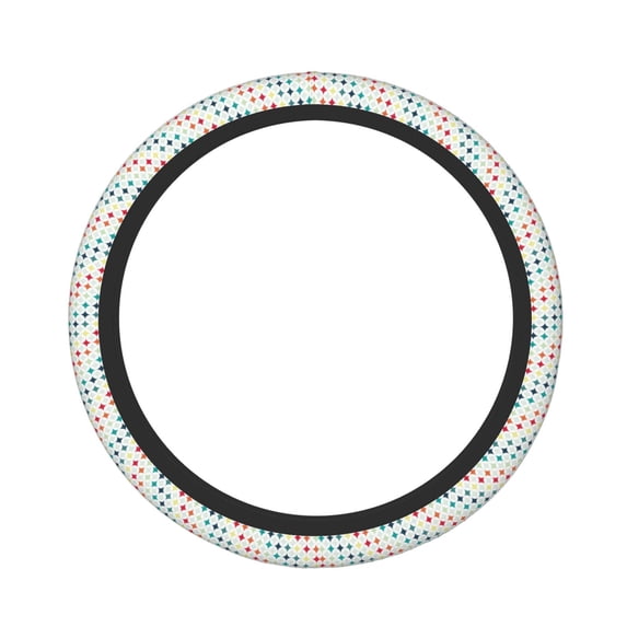 Daiia Colorful Geometric Steering Wheel Cover Auto Steering Wheel Covers Breathable Anti-Slip Steering Wheels Car Interior Decor Accessories for Men Women Universal 15 Inch