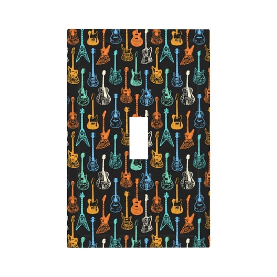 Daiia Colorful Guitar Pattern Decorator Wall Plate Child Safe Outlet Cover, Switch and Outlet Covers,Size 1-Gang 5.0" x3.0" , Polycarbonate Thermoplastic-Style T
