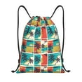 Daiia Colorful Hawaii Palms Pattern Drawstring Backpack, Gym Bag