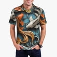 thumbnail image 1 of Daiia Colorful Koi Fish Art Pattern Men’s Polo Shirts,Solid Deck Shirt,Classic Fit, Breathable Cotton Polo for Casual and Sport Wear-Large, 1 of 7