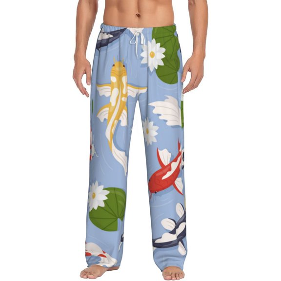 Daiia Colorful Koi Fish Men's Sleep Pant with Pockets and Drawstring,Pajama Pants-Medium