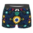 thumbnail image 1 of Daiia Colorful Mexican Flower Men's Underwear Boxer Briefs, Cotton Stretch Moisture-Wicking Underwear-Small, 1 of 9