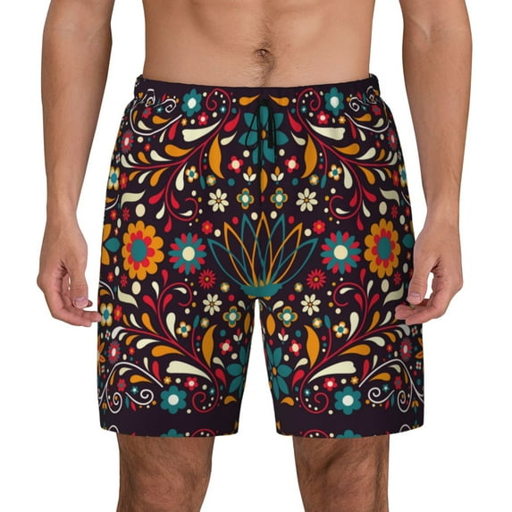 Daiia Colorful Mexican2 Mens Swim Trunks Swim Shorts Quick Dry Swim Shorts with Mesh Lining Pockets-Small