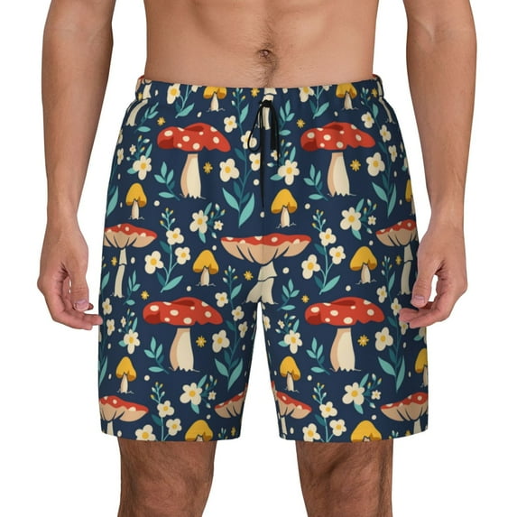 Daiia Colorful Mushrooms Mens Swim Trunks Swim Shorts Quick Dry Swim Shorts with Mesh Lining Pockets-3X-Large