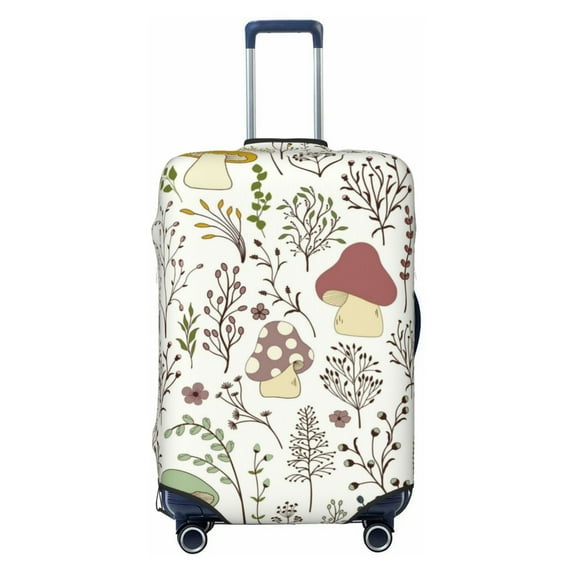 Daiia Colorful Mushrooms and Plants Luggage Cover, Thickened Washable Travel Luggage Covers, Elastic Unique Baggage Covers for 18-20 inch Luggage-Medium