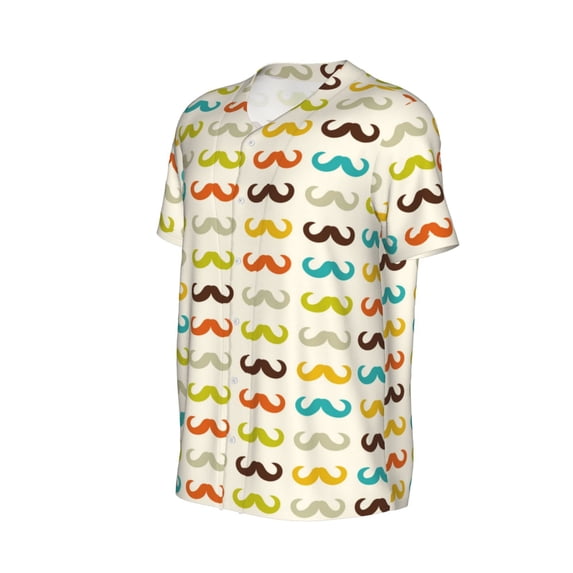 Daiia Colorful Mustache Mens Baseball Jersey Button Down Shirts Short Sleeve Sports Uniforms-Medium