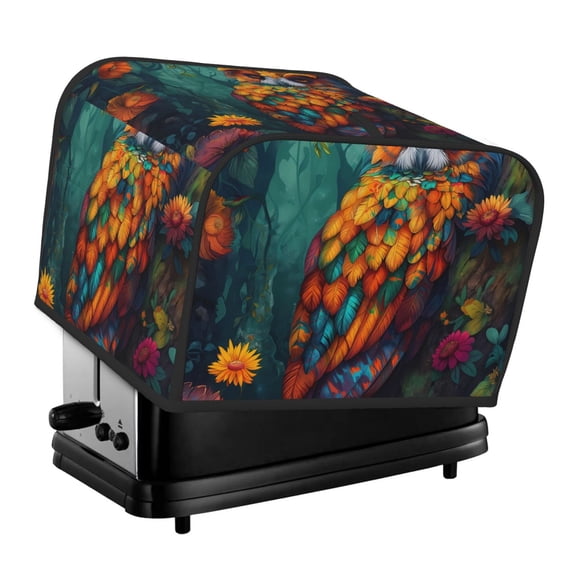 Daiia Colorful Owl Forest Pattern 4 slice Toaster Cover, Toaster Appliance Dust-proof Cover For Kitchen Small Appliance Dust Cover and Fingerprint Protection