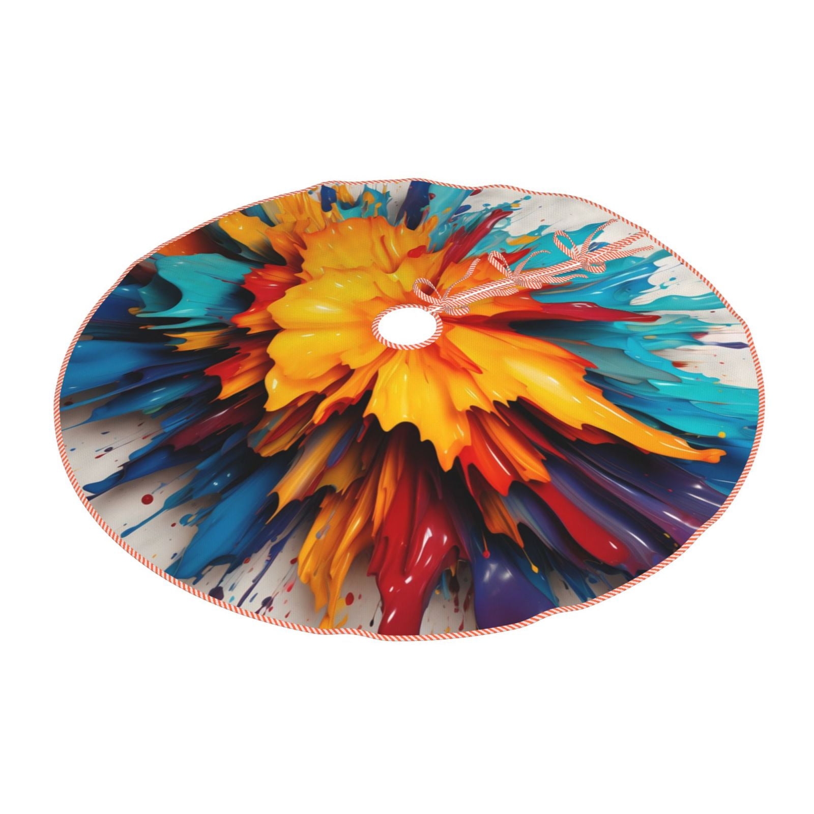 Daiia Colorful Paint Print Drawing Merry Christmas Tree Skirt , Xmas