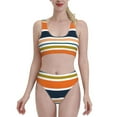 thumbnail image 1 of Daiia Colorful Pastel Stripes printed 2 piece Swimsuit Bikinis for Women High Waisted Racerback Bathing Suits Summer Tummy Control Scoop Neck Swimwear-XX-Large, 1 of 8
