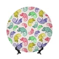 thumbnail image 1 of Daiia Colorful Pattern With Cute Chameleons Printed Pattern Ceramic Plate Dinner Plates Bone China Decorative Plates with Display Stand Art Ceramic Ornaments for Wall Hanging Decoration-8in, 1 of 6
