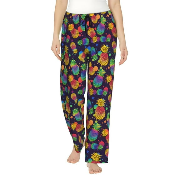 Daiia Colorful Pineapples1 Women's Sleep Pant with Pockets and Drawstring,Pajama Pants-XX-Large