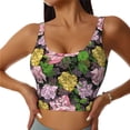 thumbnail image 1 of Daiia Colorful Roses Printed Women's Sports Bra, Breathable Activewear Bra with U-Back Design and Removable Pads, Comfortable and Supportive for Yoga, Workout-Small, 1 of 8