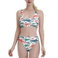 thumbnail image 1 of Daiia Colorful Shark printed 2 piece Swimsuit Bikinis for Women High Waisted Racerback Bathing Suits Summer Tummy Control Scoop Neck Swimwear-Small, 1 of 8