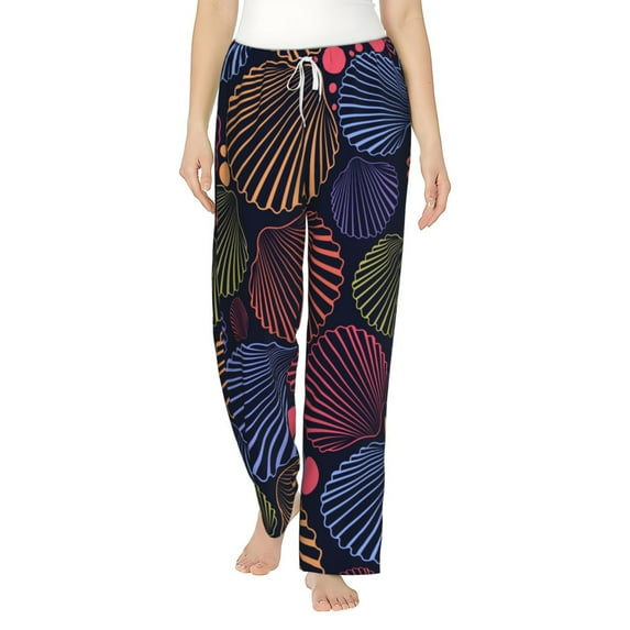 Daiia Colorful Shells Women's Sleep Pant with Pockets and Drawstring,Pajama Pants-Small
