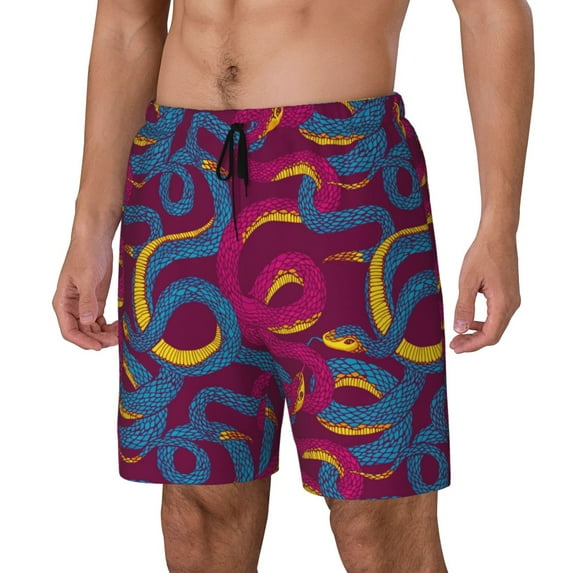 Daiia Colorful Snake Mens Swim Trunks Swim Shorts Quick Dry Swim Shorts with Mesh Lining Pockets-XX-Large