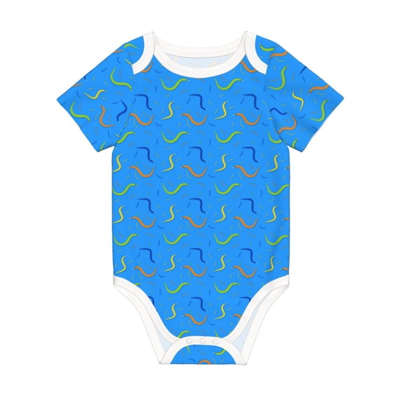 Daiia Colorful Snake Printed Unisex-Baby Short Sleeve Onesies Bodysuits Baby Climbing Clothes Soft and Comfortable Romper with Expandable Shoulder Design-2 Years