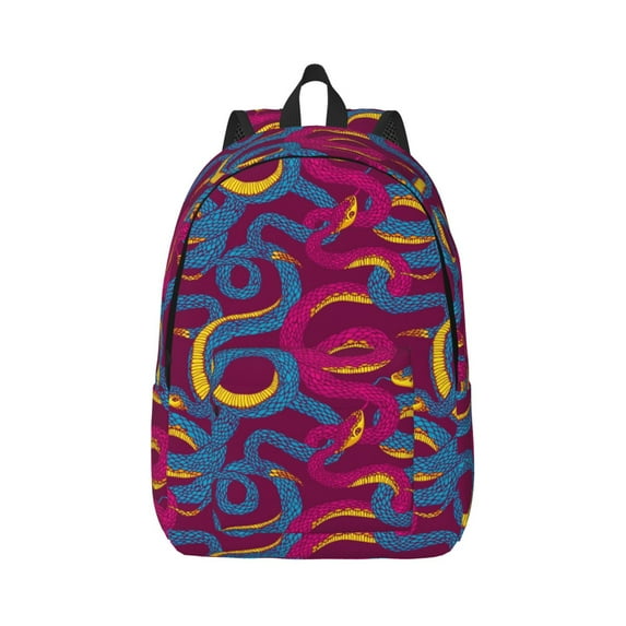 Daiia Colorful Snake Vintage Canvas Backpack for Men and Women ,Hiking Backpack,Travel Laptop Bag for School,Large Capacity Backpack