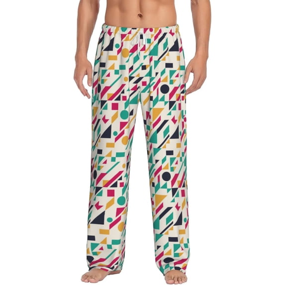 Daiia Colorful Spots Men's Sleep Pant with Pockets and Drawstring,Pajama Pants-XX-Large
