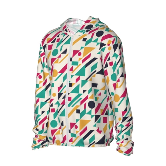 Daiia Colorful Spots UPF 50+ Sun Protection Hoodie Jacket Lightweight Long Sleeve Sun Shirt for Women Men with Pocket Hiking Outdoor-Large