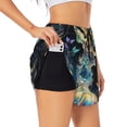 thumbnail image 1 of Daiia Colorful Stained Glass Deer Pattern Women's 2 in 1 Running Shorts - Lightweight Athletic Workout Gym Yoga Shorts Liner with Phone Pockets-Large, 1 of 7