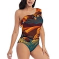thumbnail image 1 of Daiia Colorful Starry Sky Sleep Dog Women's One Piece Swimsuits Personalized One Shoulder Swimwear Asymmetric Ruffle Bathing Suits-Small, 1 of 8