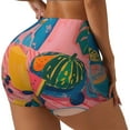 thumbnail image 1 of Daiia Colorful Summer Fruit Table Pattern Women's Workout Shorts Biker Shorts - High Waisted Workout Spandex Tummy Control Gym Running Yoga Shorts-X-Large, 1 of 8