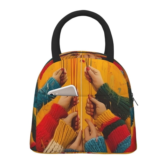 Daiia Colorful Sweaters And Strings Pattern Lunch Bag , Insulated Lunch Box, Small Leakproof Cooler Food Lunch Containers Reusable High Capacity Lunch Tote Bags-One Size