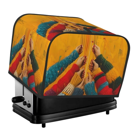 Daiia Colorful Sweaters And Strings Pattern 4 slice Toaster Cover, Toaster Appliance Dust-proof Cover For Kitchen Small Appliance Dust Cover and Fingerprint Protection