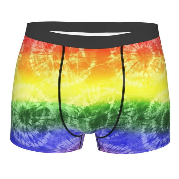 Daiia Colorful Tie Dye Men's Underwear Boxer Briefs, Cotton Stretch Moisture-Wicking Underwear-Small