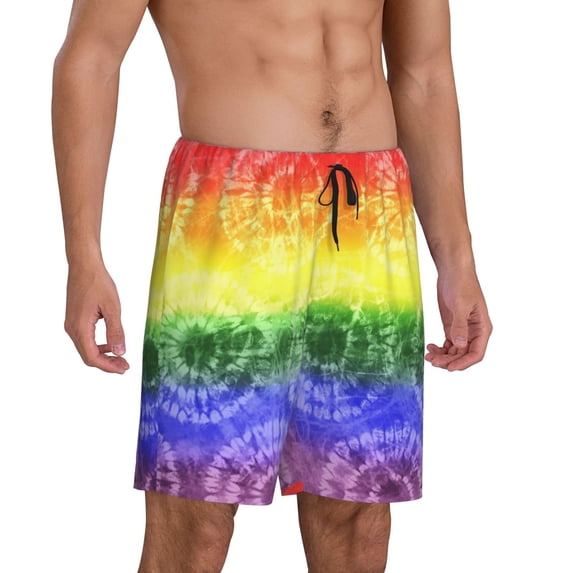 Daiia Colorful Tie Dye Mens Woven Stretch Pajama Short,Short Pajama Pants-4X-Large