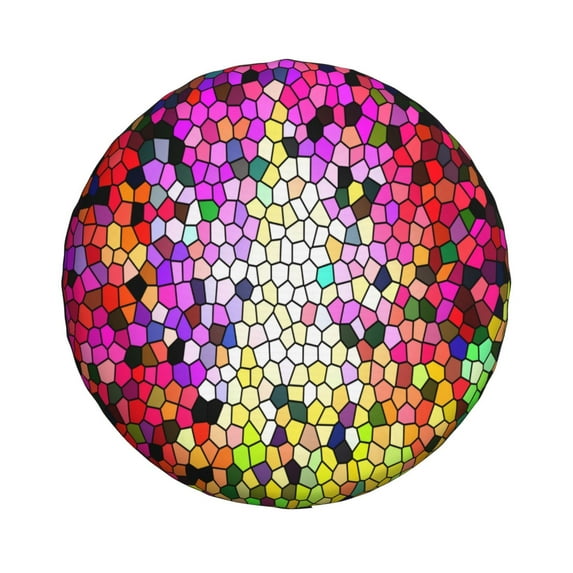 Daiia Colorful Tie Dye Stained Glass 3 Tire Covers , Travel Trailer Camper Truck SUV Motorhome Waterproof Wheel Cover, Sun Rain Snow Protector-14 inch