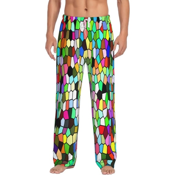Daiia Colorful Tie Dye Stained Glass Men's Sleep Pant with Pockets and Drawstring,Pajama Pants-XX-Large