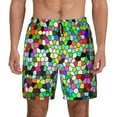 thumbnail image 1 of Daiia Colorful Tie Dye Stained Glass Mens Swim Trunks Swim Shorts Quick Dry Swim Shorts with Mesh Lining Pockets-Small, 1 of 9