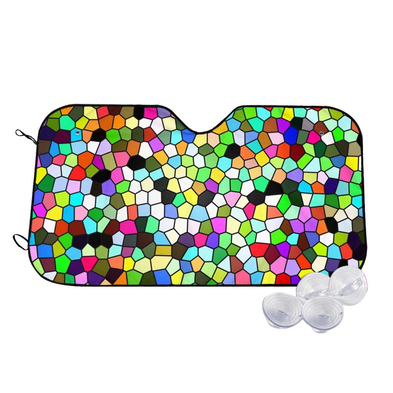 Daiia Colorful Tie Dye Stained Glass Windshield Sun Shade for Car SUV Truck (Small ), Car Sun