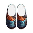 thumbnail image 1 of Daiia Colorful Travel Luggage Gear Print Women’s Fuzzy Slippers Memory Foam Lightweight House Shoes Cozy Loafer Flannel House Shoes-35/36, 1 of 7