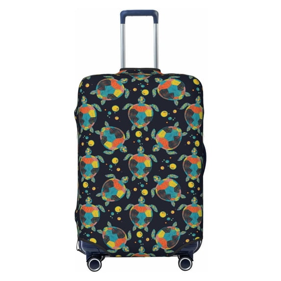 Daiia Colorful Turtles Luggage Cover, Thickened Washable Travel Luggage Covers, Elastic Unique Baggage Covers for 18-20 inch Luggage-Medium