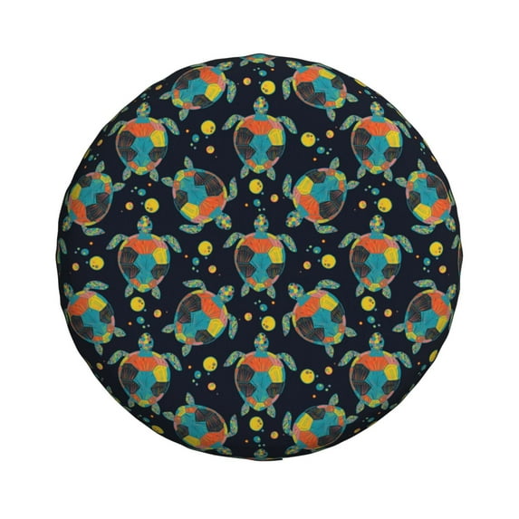 Daiia Colorful Turtles Tire Covers , Travel Trailer Camper Truck SUV Motorhome Waterproof Wheel Cover, Sun Rain Snow Protector-14 inch