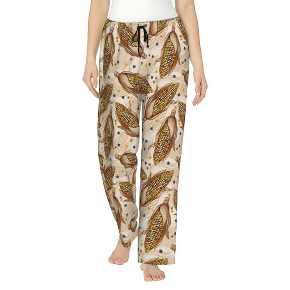 Daiia Colorful Vintage Corn Women's Sleep Pant with Pockets and Drawstring,Pajama Pants-XX-Large