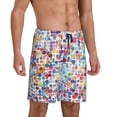 thumbnail image 1 of Daiia Colorful Watercolor Dots Mens Woven Stretch Pajama Short,Short Pajama Pants-Medium, 1 of 7