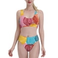 thumbnail image 1 of Daiia Colorful Wool Balls printed 2 piece Swimsuit Bikinis for Women High Waisted Racerback Bathing Suits Summer Tummy Control Scoop Neck Swimwear-Large, 1 of 8
