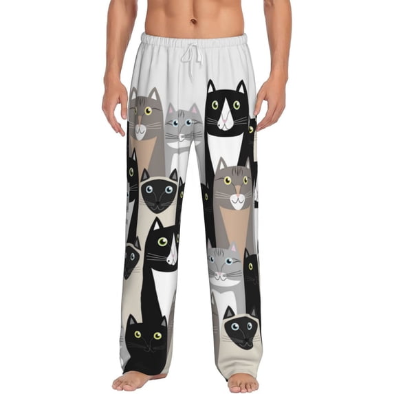 Daiia Colors Cats Men's Sleep Pant with Pockets and Drawstring,Pajama Pants-Medium