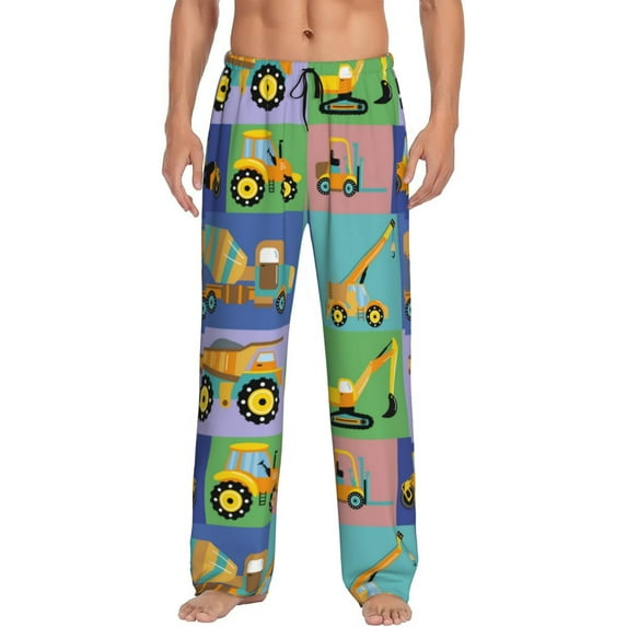 Daiia Construction Machinery Men's Sleep Pant with Pockets and Drawstring,Pajama Pants-X-Large