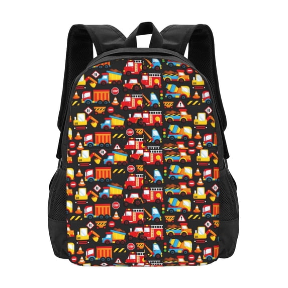 Daiia Construction Truck Backpack for Men and Women -Durable Backpack Large Capacity, Water-Resistant Bag with Adjustable Straps and Laptop Compartment